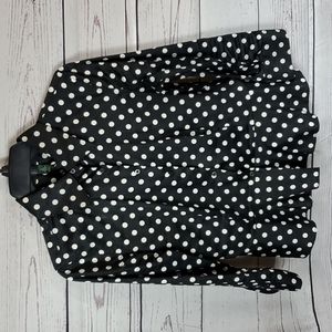 *EUC* LAUREN RALPH LAUREN button up shirt Peplum polka dots Black and White